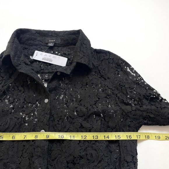 J. Crew Classic Fit Lace button Up Top Black Size 4 NEW NWT - Picture 5 of 7